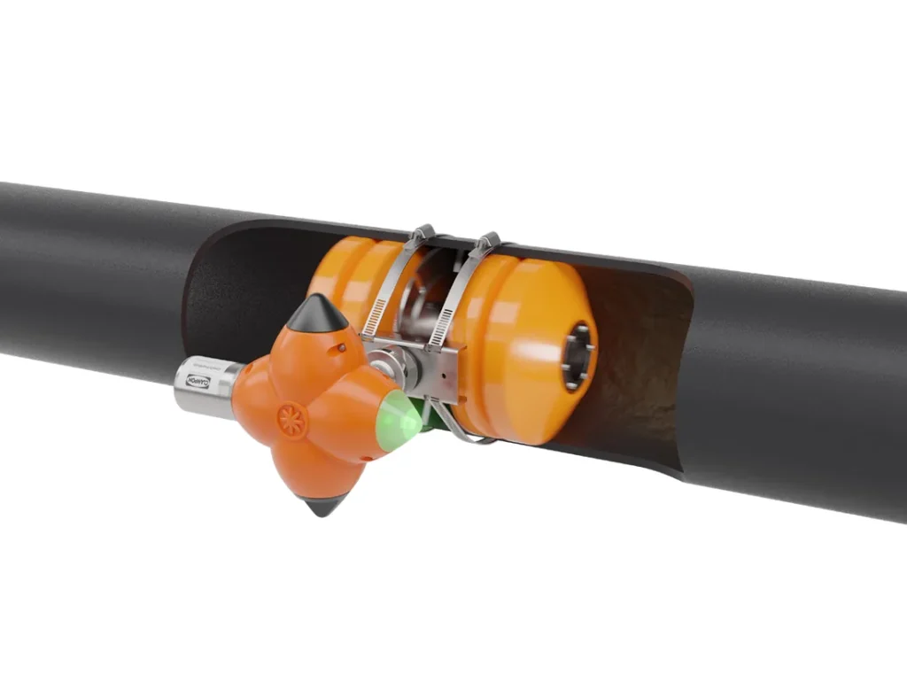 ClampOn BIRD wireless pig detector on a pipeline
