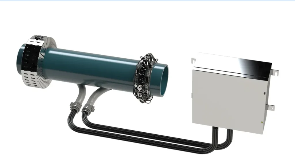 ClampOn CEM corrosion erosion monitoring system on a pipe