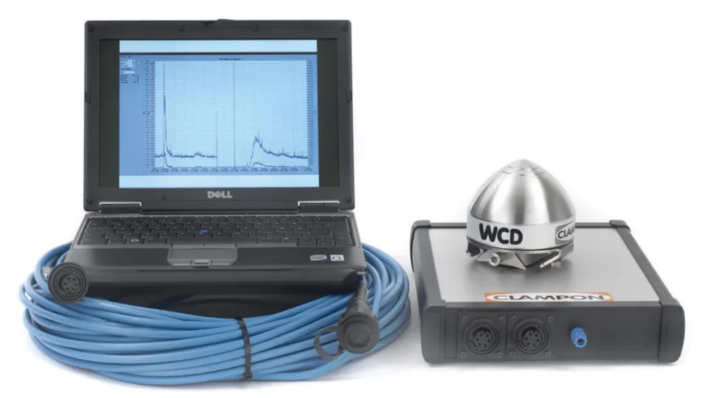 ClampOn well collision detection sensor, interface unit and computer