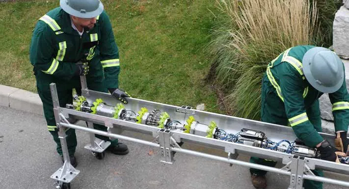 Novitech MFL in-line inspection tool on its handling cradle